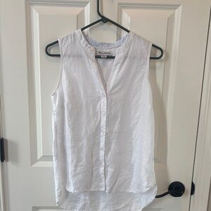 Tommy Bahama White Sleeveless Button-Down Shirt